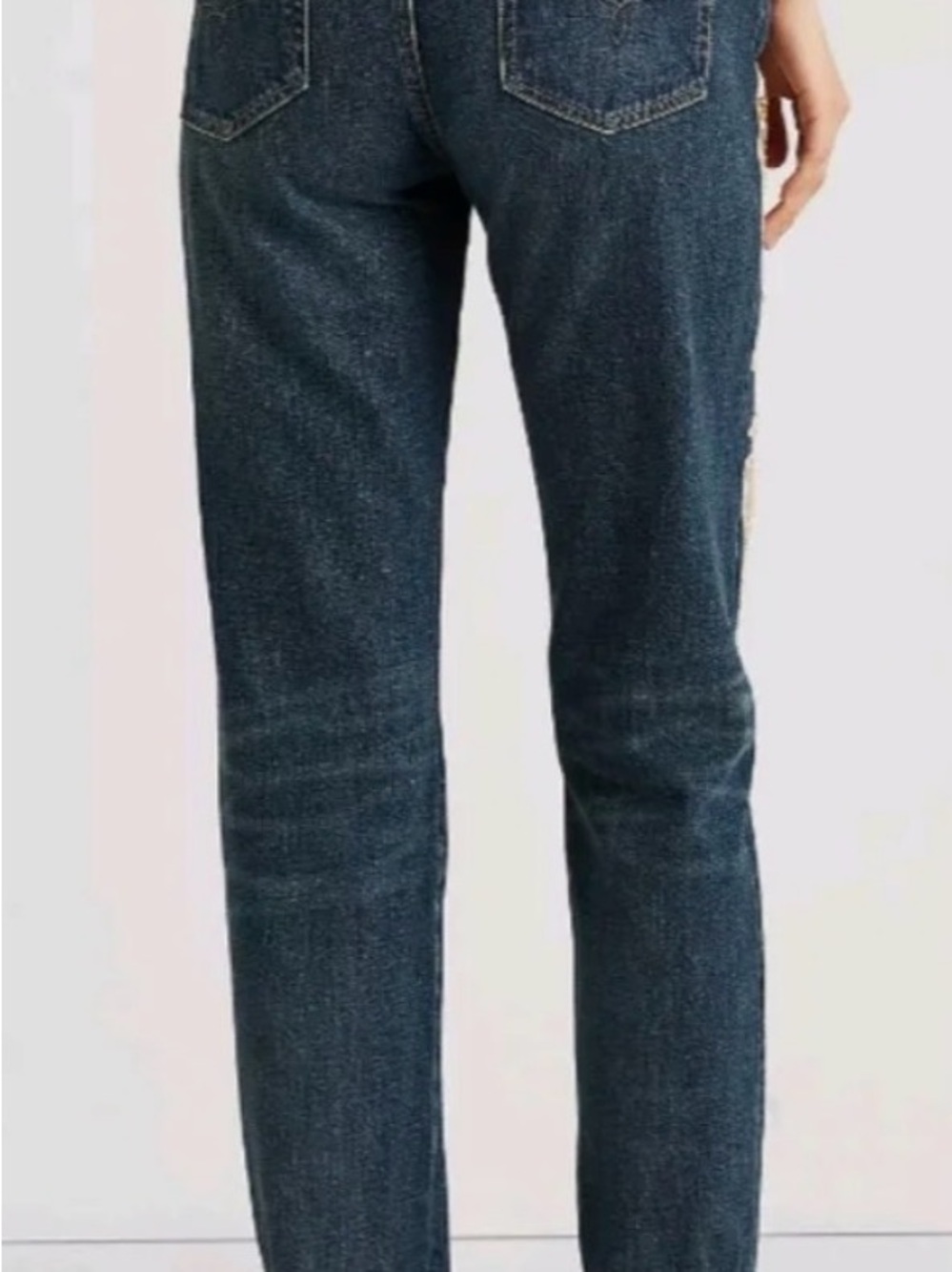 Lauren Ralph Lauren Womens Lace Patchwork Relaxed Tapered Jeans in Indigo Sz 6 - Picture 3 of 11